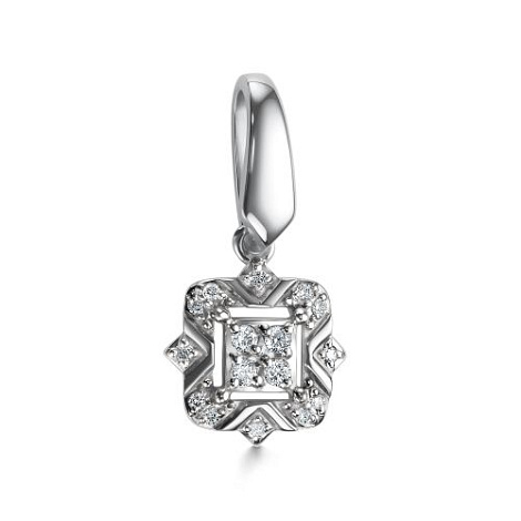 Pandantiv din aur alb cu pietre Diamant