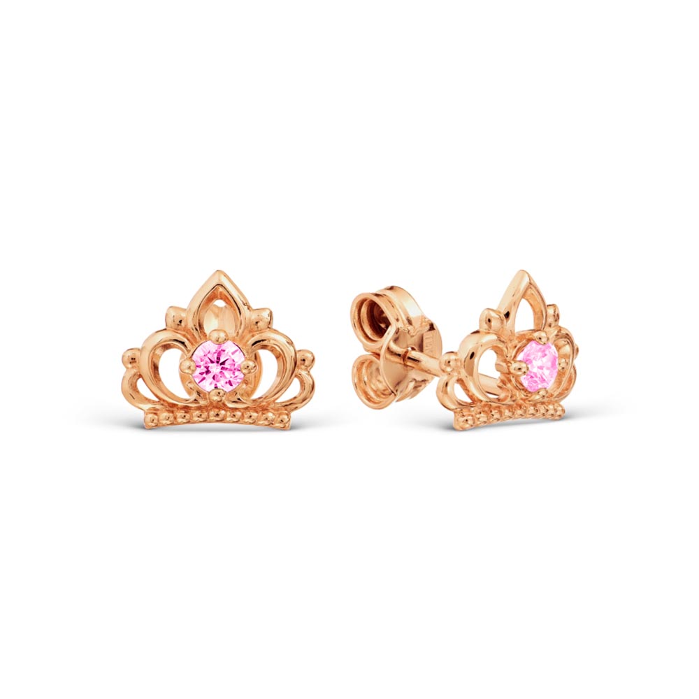 Cercei Pusete din aur roșu cu pietre Cubic Zirconia Roz