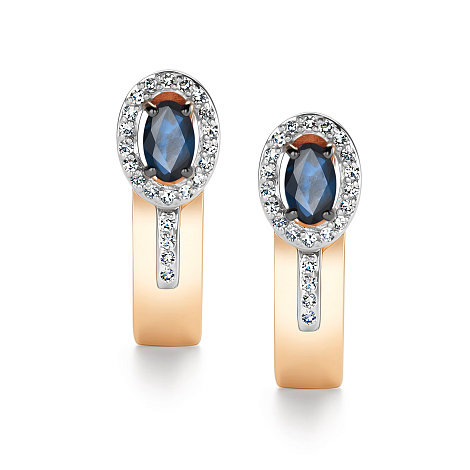 Cercei din aur roșu cu pietre Diamant, Safir