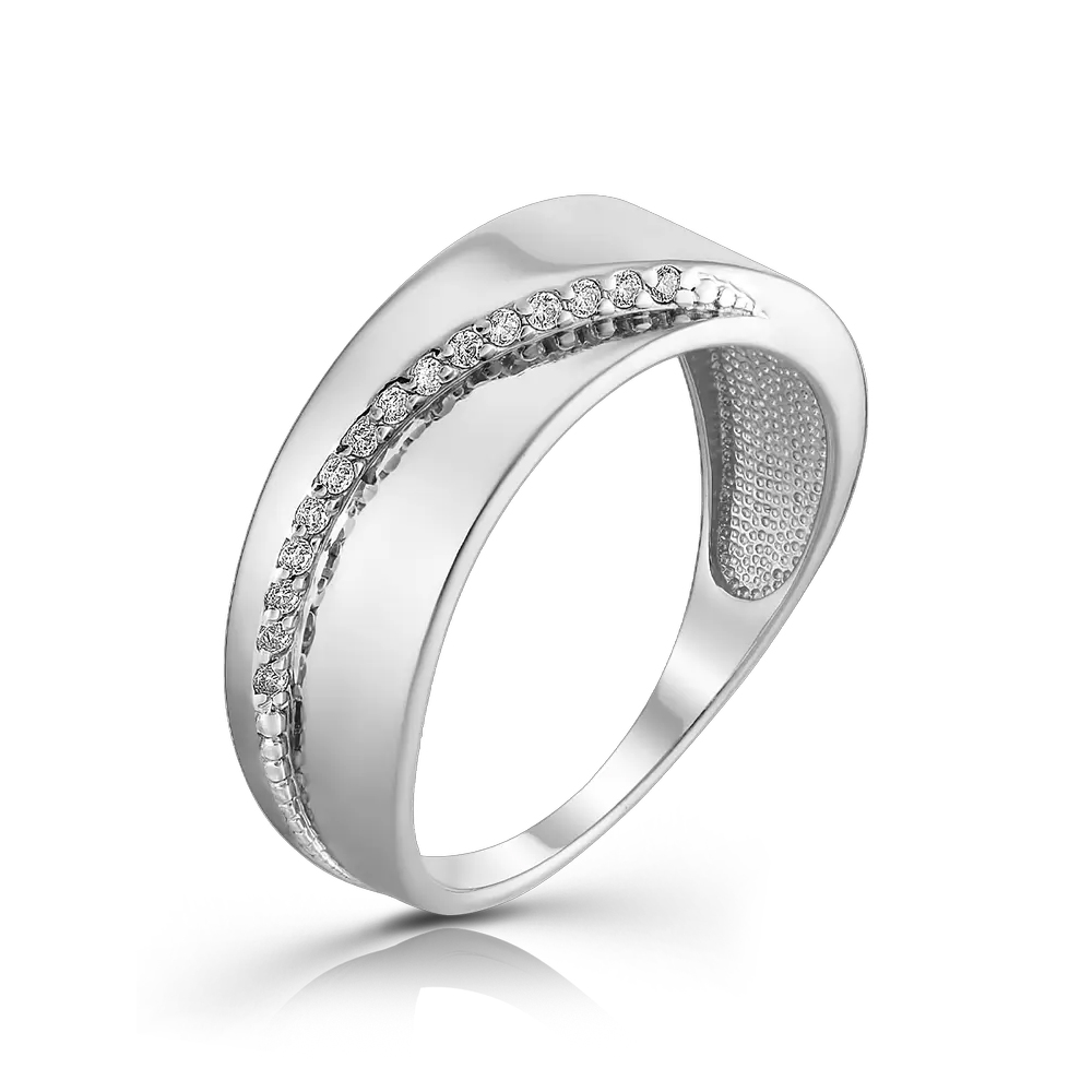 Кольцо из белого золота с камнями Фианит