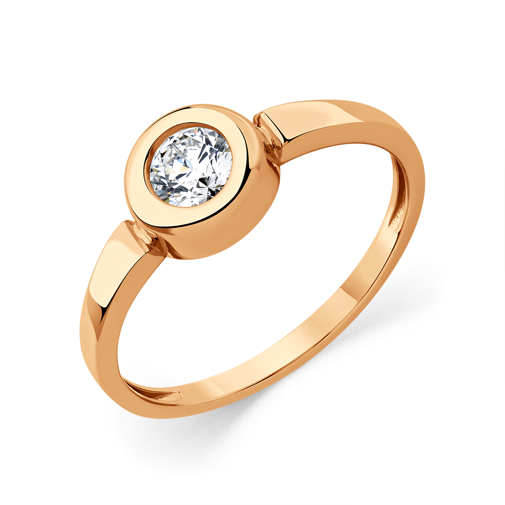Inel din aur roșu cu pietre Cubic Zirconia Incolor