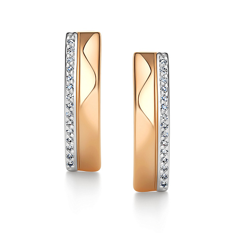 Серьги из красного золота с камнями Бриллиант