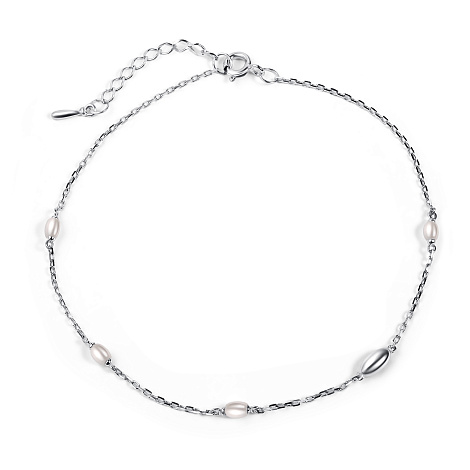 Brățară p/u Picior din argint  cu pietre Perla Imit.