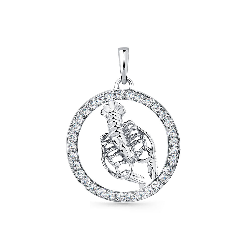 Pandantiv din aur alb cu pietre Cubic Zirconia Incolor