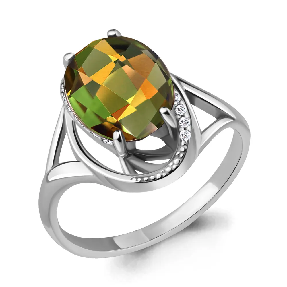 Inel din aur alb cu Cubic Zirconia Incolor, Zultanit (sint.)