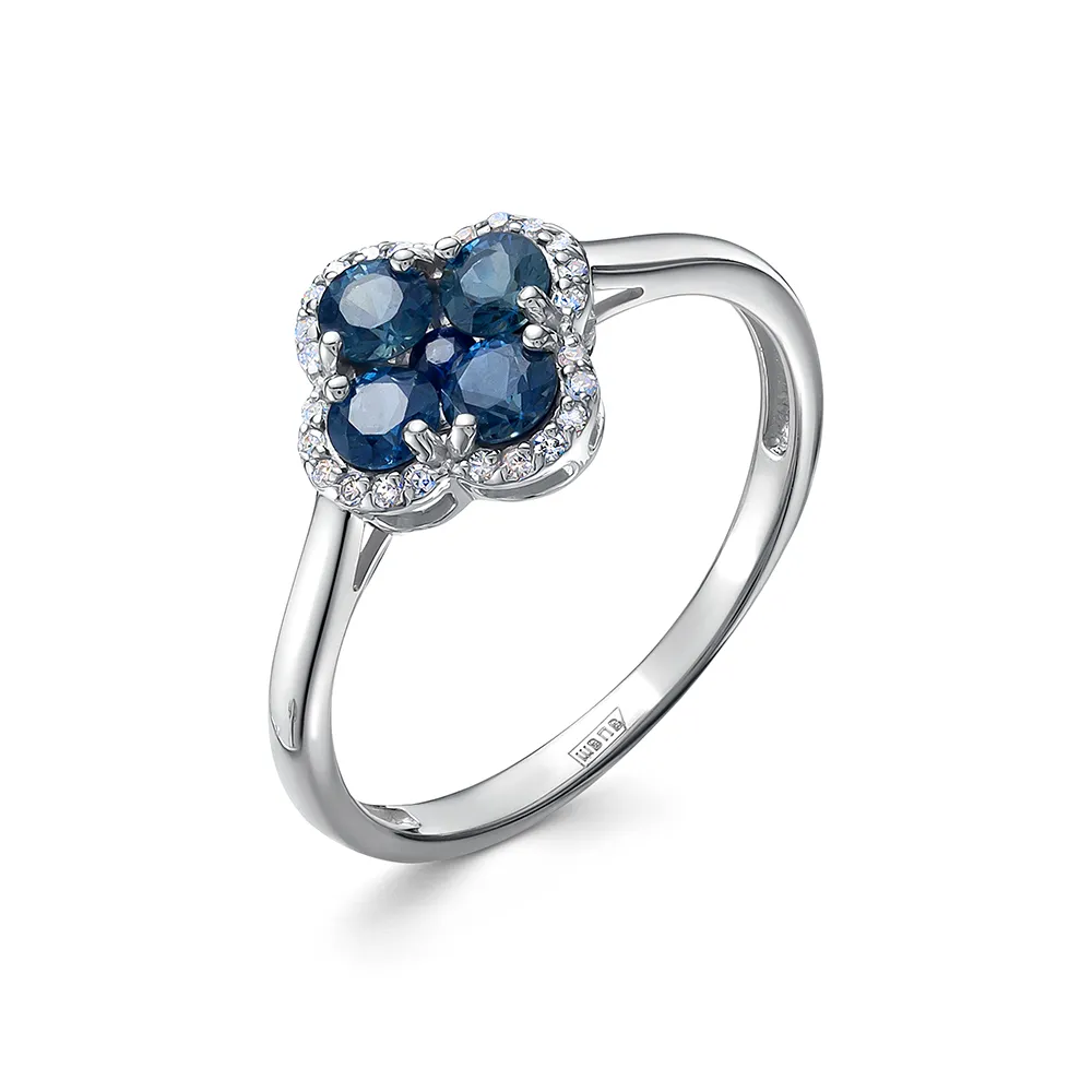 Inel din aur alb cu Diamant, Safir