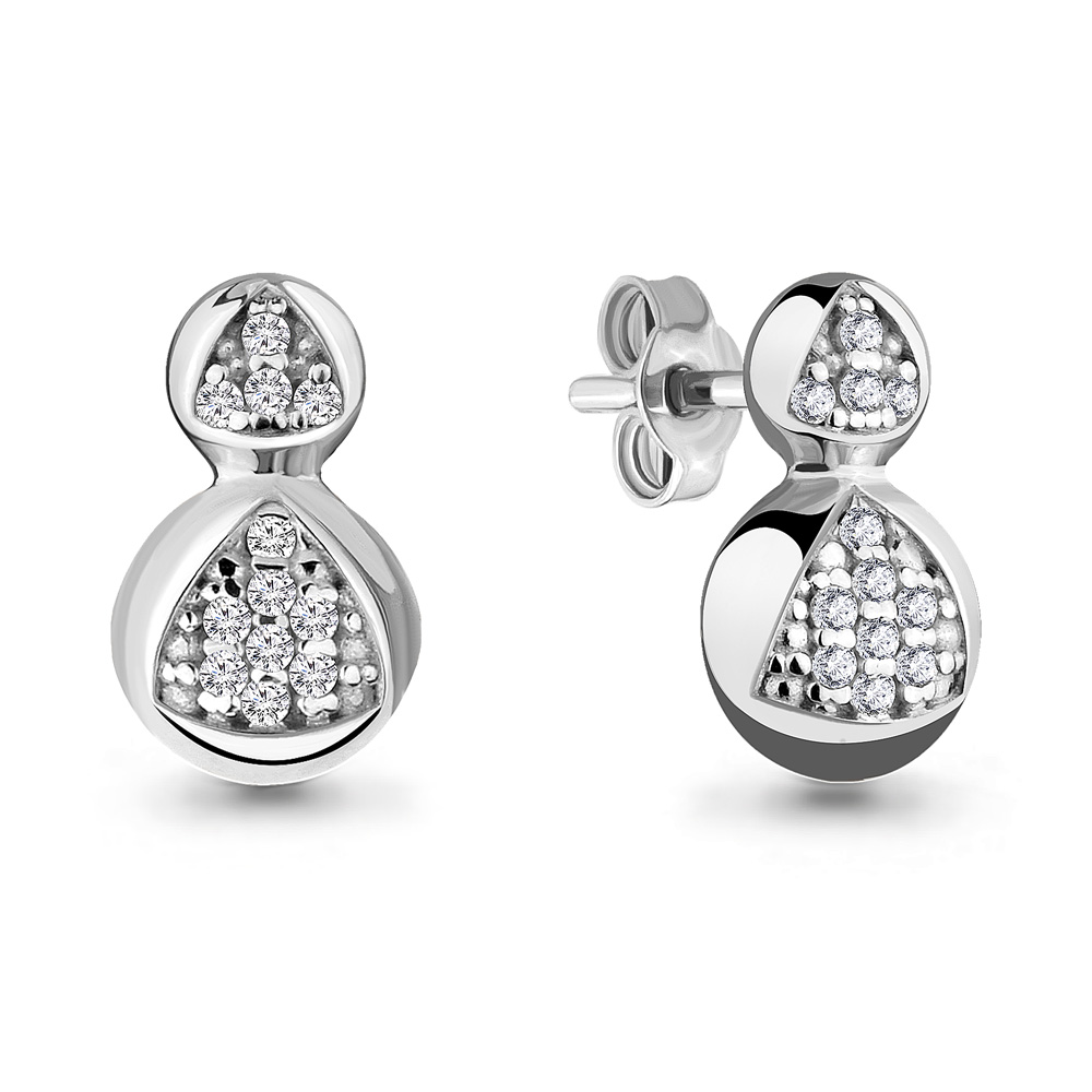 Cercei Pusete din argint  cu pietre Cubic Zirconia Incolor