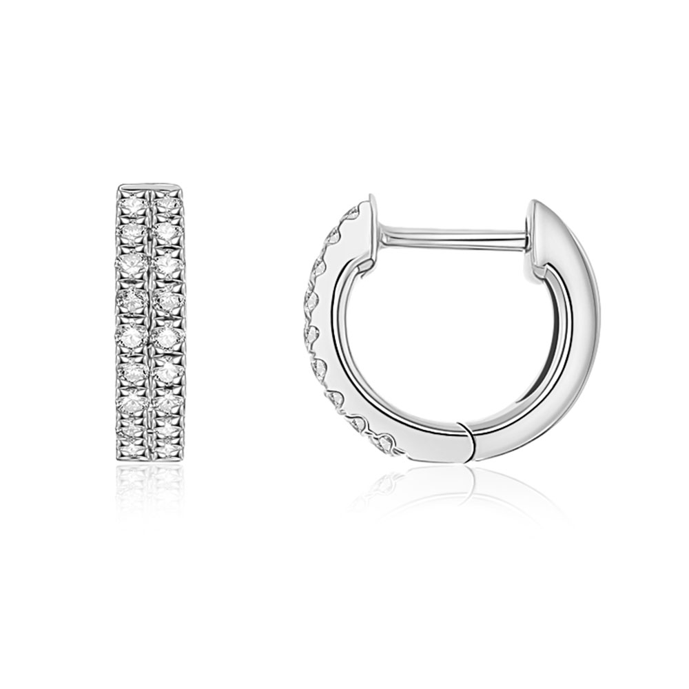 Cercei Creole din aur alb cu pietre Diamant