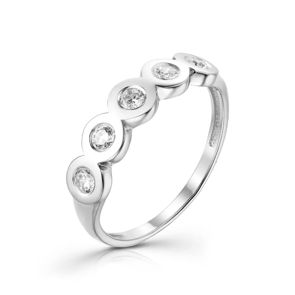 Inel din aur alb cu pietre Cubic Zirconia Incolor