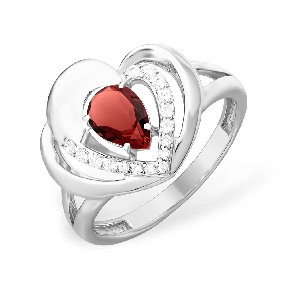 Inel din argint cu Cubic Zirconia Incolor, Granat