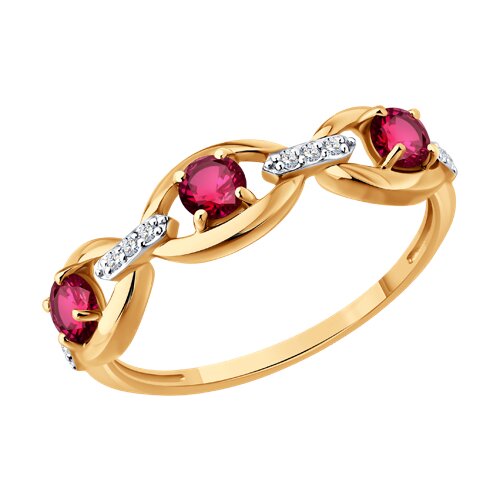 Inel din aur roșu cu pietre Diamant, Rubin
