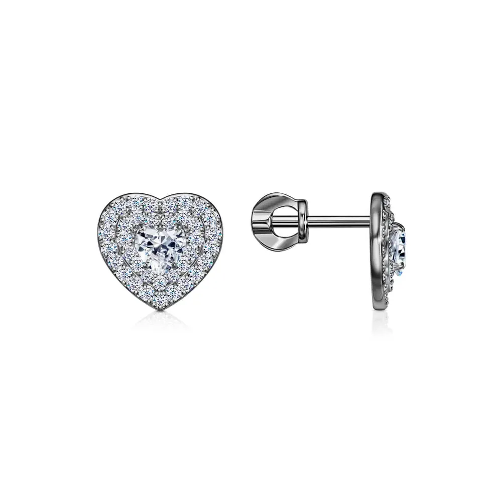 Cercei Pusete din aur alb cu Cubic Zirconia Incolor