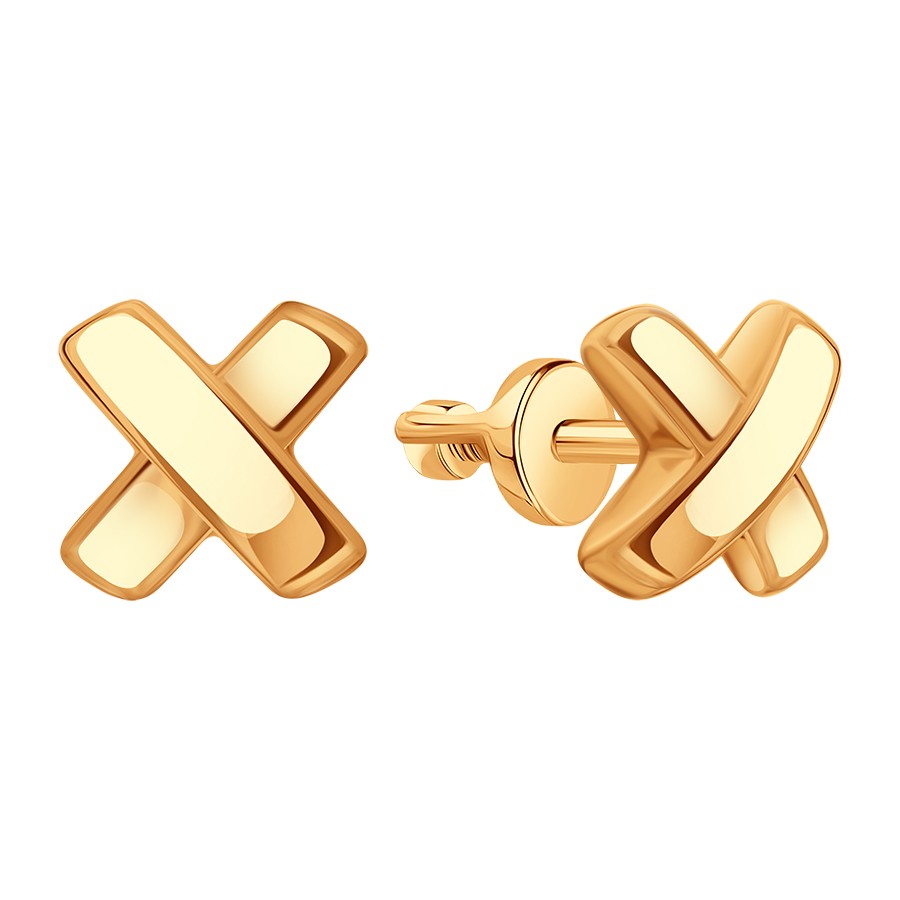 Серьги Пусеты из красного золота без камней