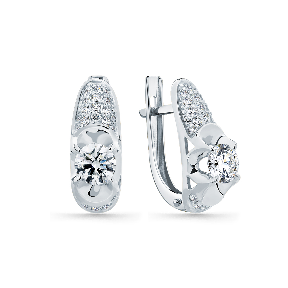Cercei din aur alb cu Cubic Zirconia Incolor