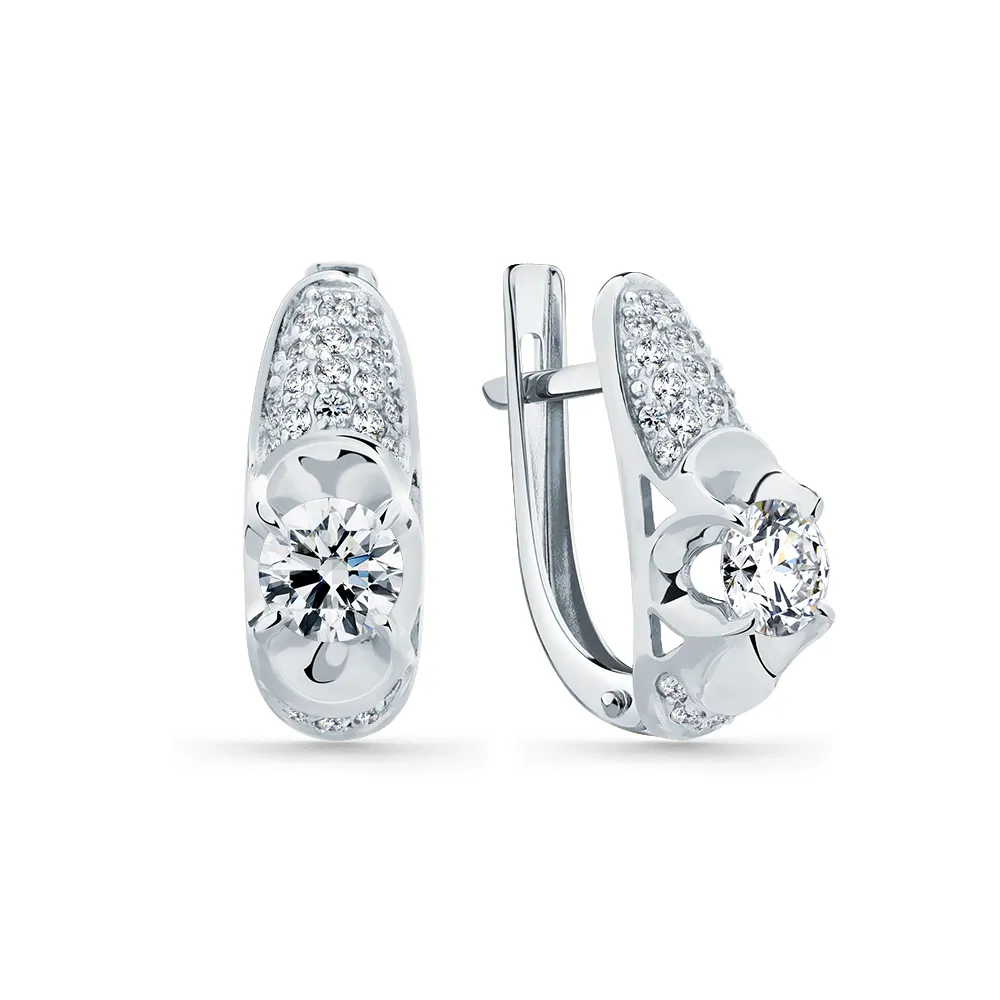 Cercei din aur alb cu Cubic Zirconia Incolor