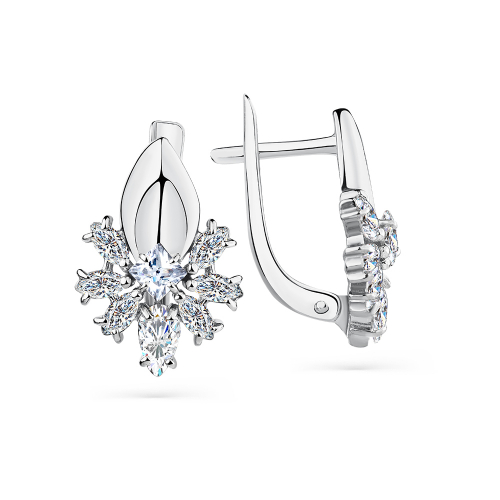 Cercei din aur alb cu pietre Cubic Zirconia Incolor