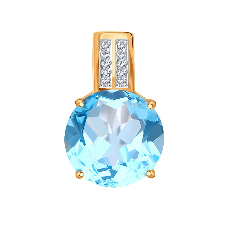 Pandantiv din aur roșu cu Diamant, Topaz
