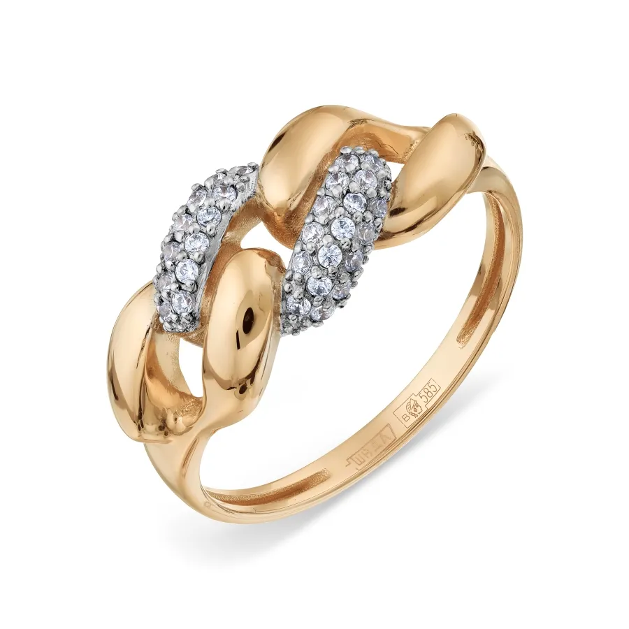 Inel din aur roșu cu Cubic Zirconia Incolor