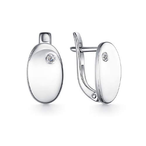 Cercei din aur alb cu pietre Cubic Zirconia Incolor