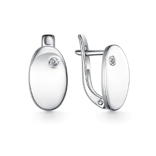 Cercei din aur alb cu Cubic Zirconia Incolor