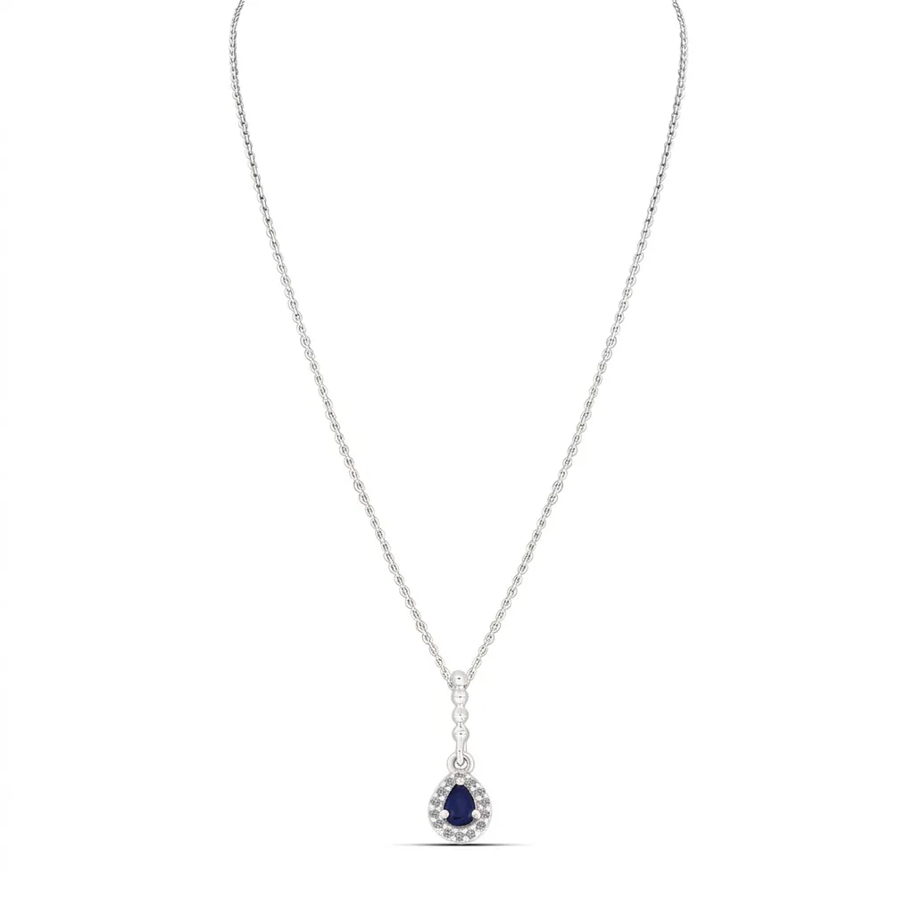 Colier din aur alb cu Diamant, Safir