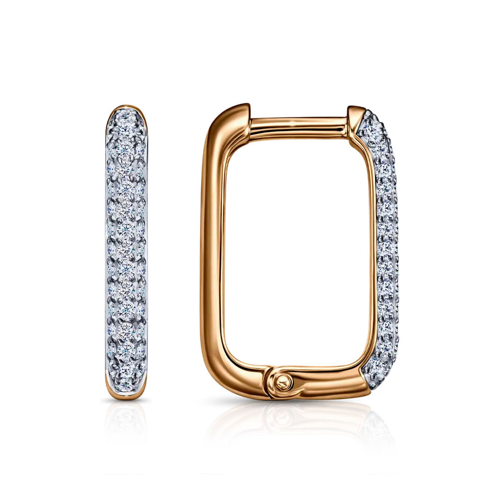 Cercei Creole din aur roșu cu Cubic Zirconia Incolor