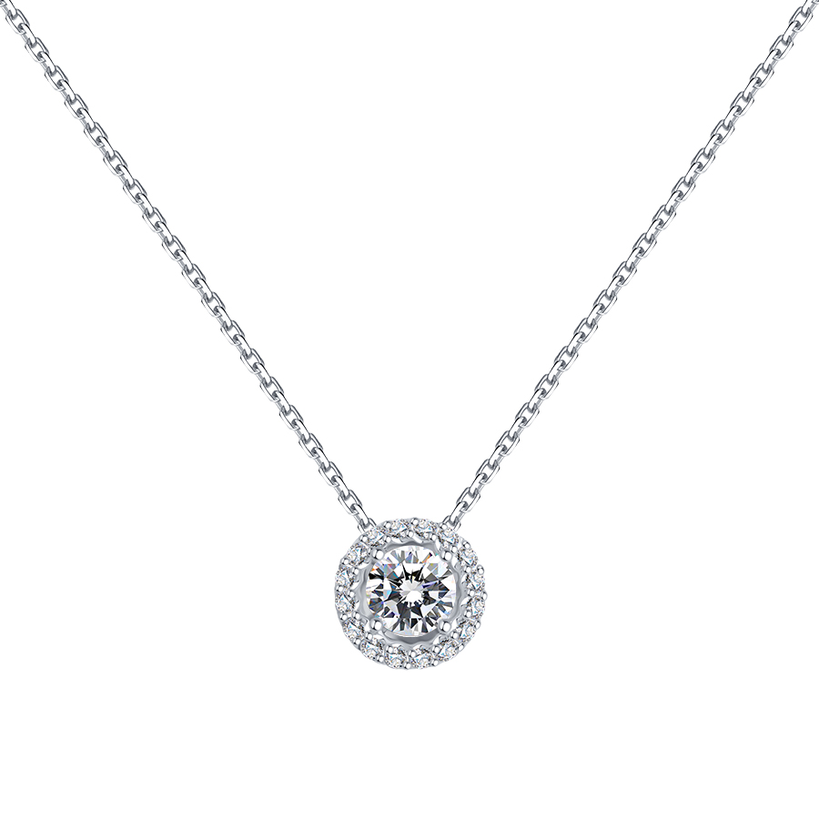 Colier din aur alb cu pietre Diamant