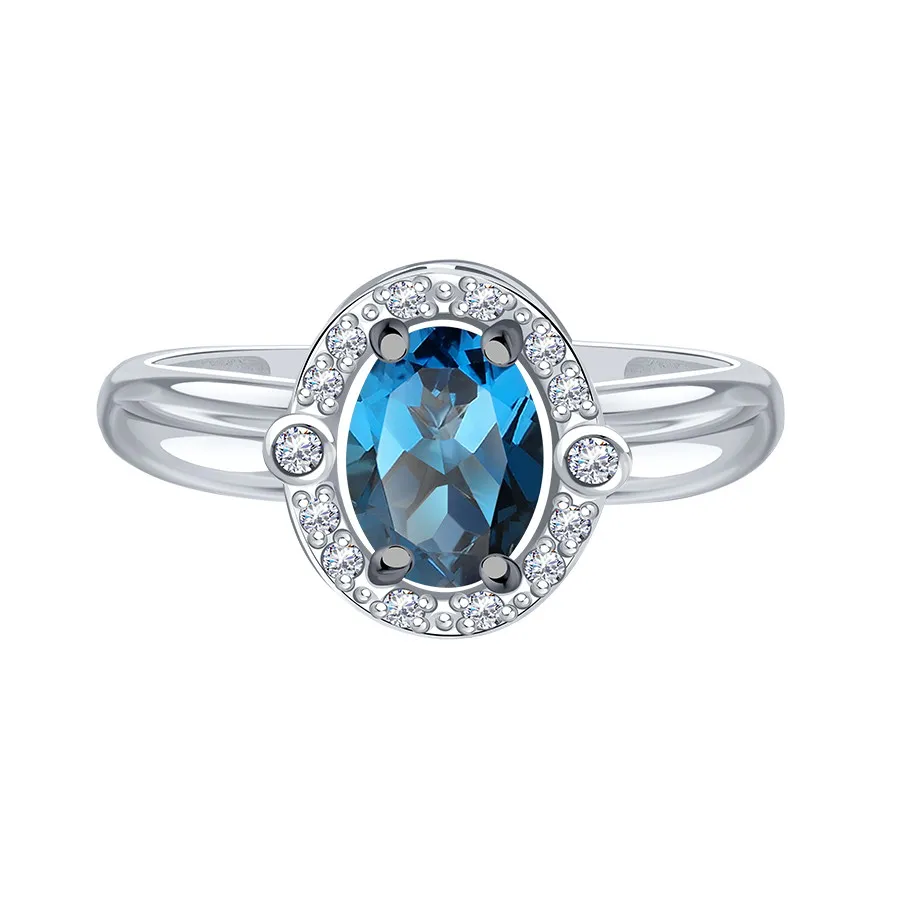 Inel din aur alb cu Cubic Zirconia Incolor, Topaz London