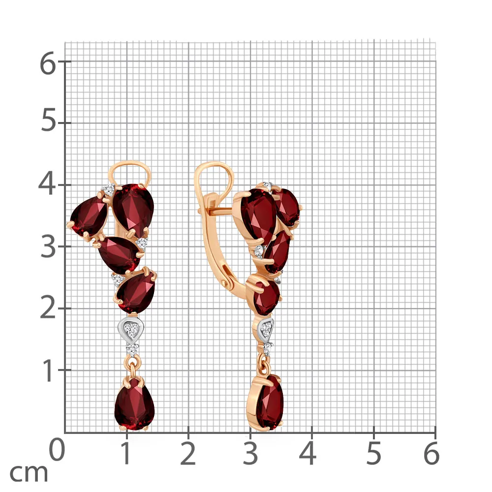 Cercei Suspendați din aur roșu cu Cubic Zirconia Incolor, Granat