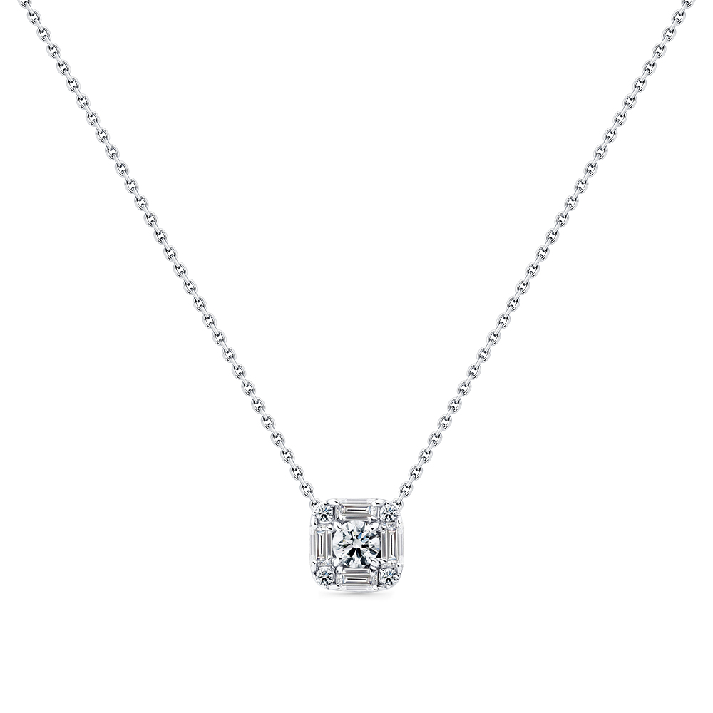 Colier din aur alb cu pietre Diamant