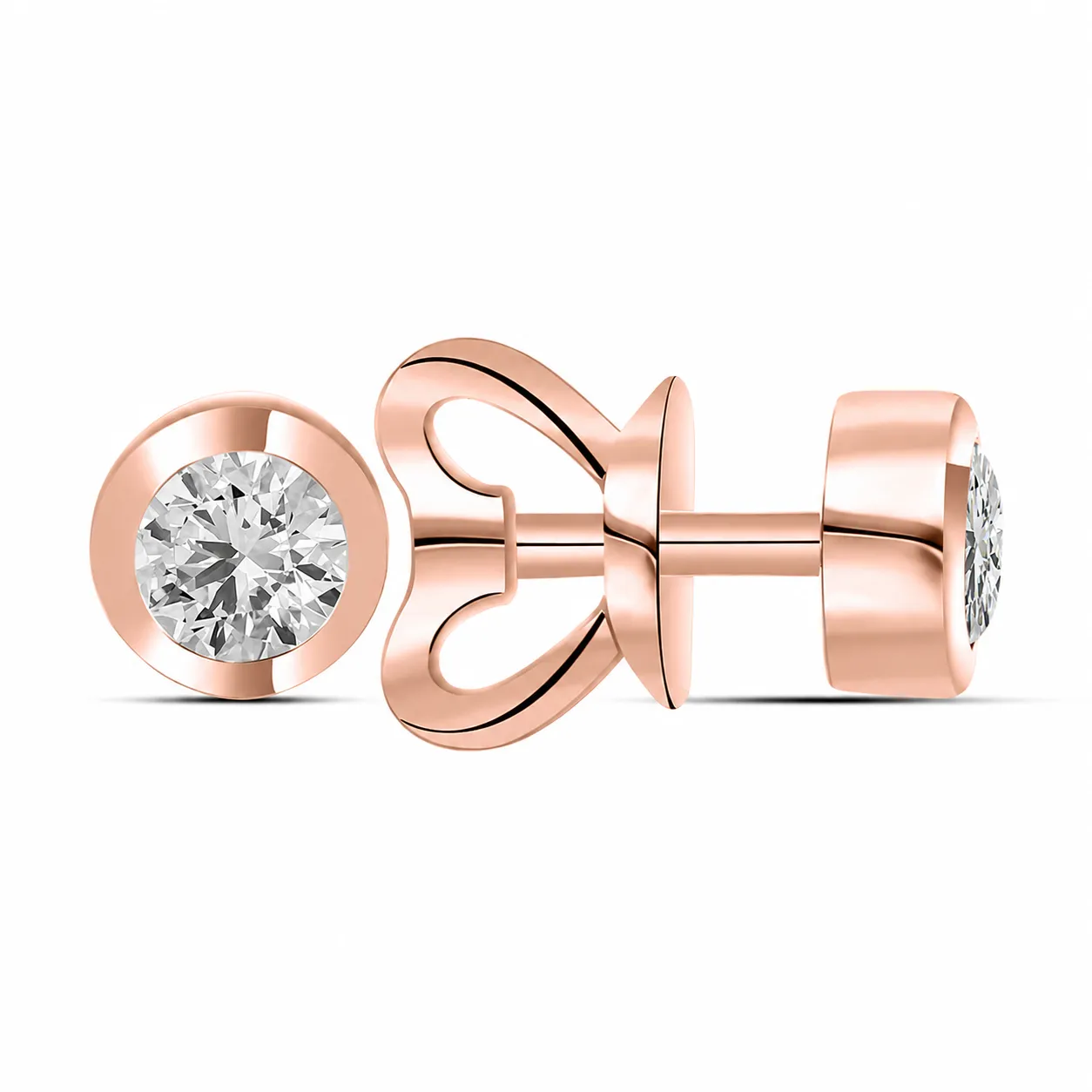 Cercei Pusete din aur roșu cu Cubic Zirconia Incolor