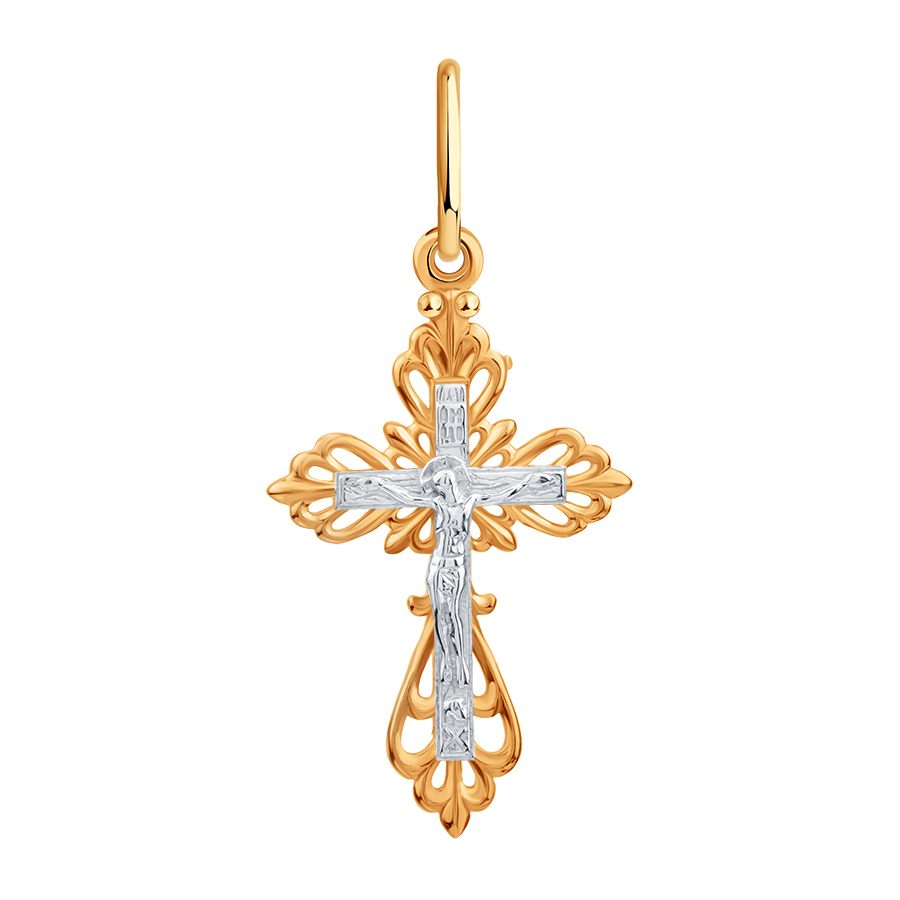 Cruce din aur roșu fără pietre