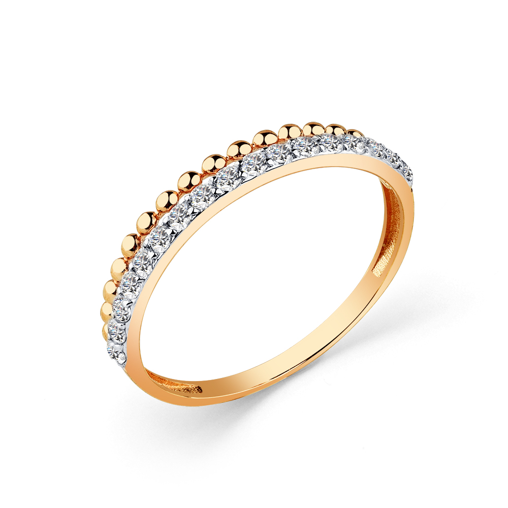 Inel din aur roșu cu pietre Cubic Zirconia Incolor