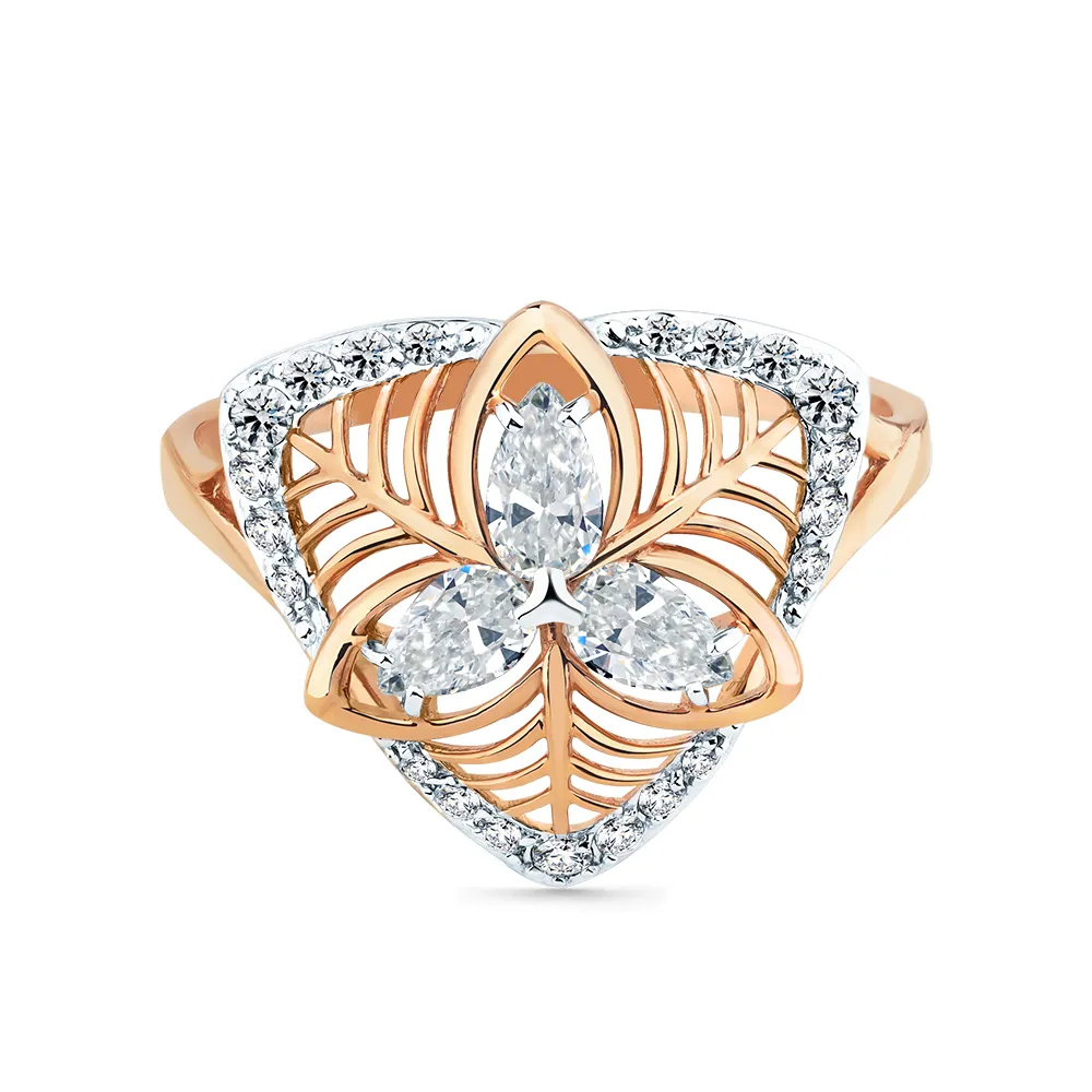 Inel din aur roșu cu Cubic Zirconia Incolor