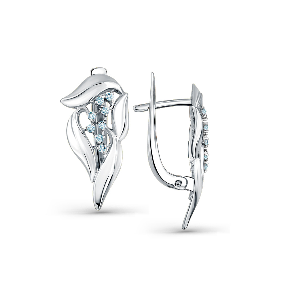 Cercei din aur alb cu pietre Cubic Zirconia Incolor