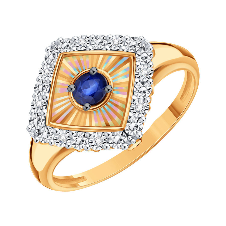 Inel din aur roșu cu pietre Diamant, Safir