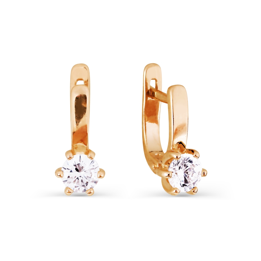 Cercei p-u copii din aur roșu cu pietre Cubic Zirconia Incolor