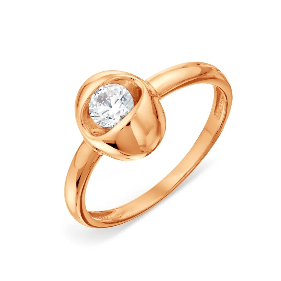 Inel din aur roșu cu Cubic Zirconia Incolor