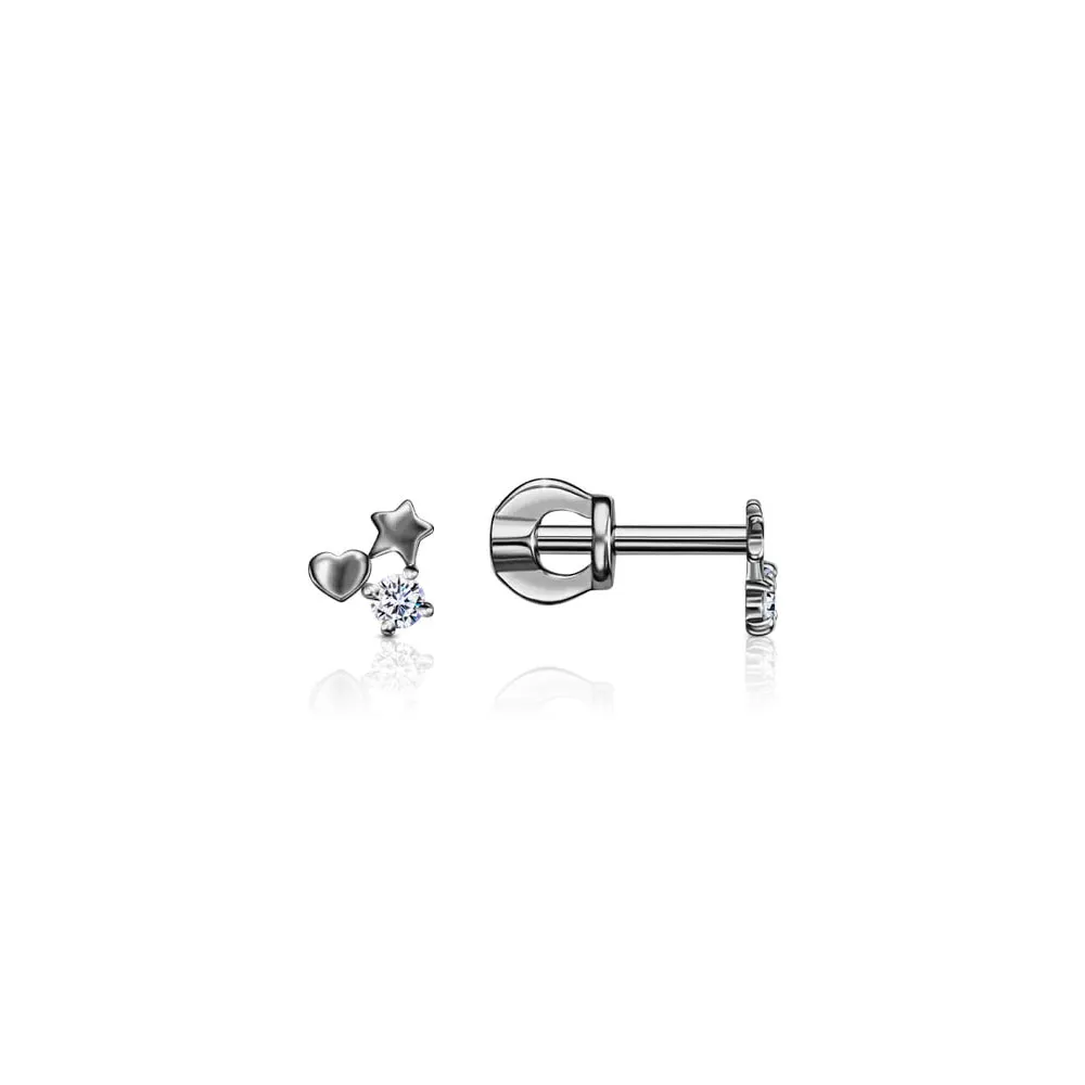 Cercei Pusete din aur alb cu Cubic Zirconia Incolor