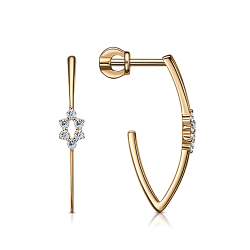 Cercei Pusete din aur roșu cu pietre Cubic Zirconia Incolor