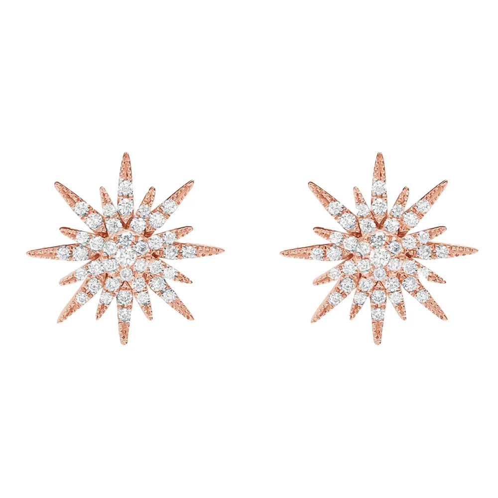 Cercei Pusete din aur roz cu Diamant