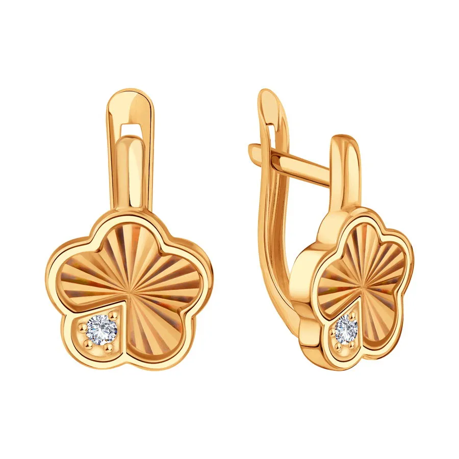 Cercei din aur roșu cu Cubic Zirconia Incolor
