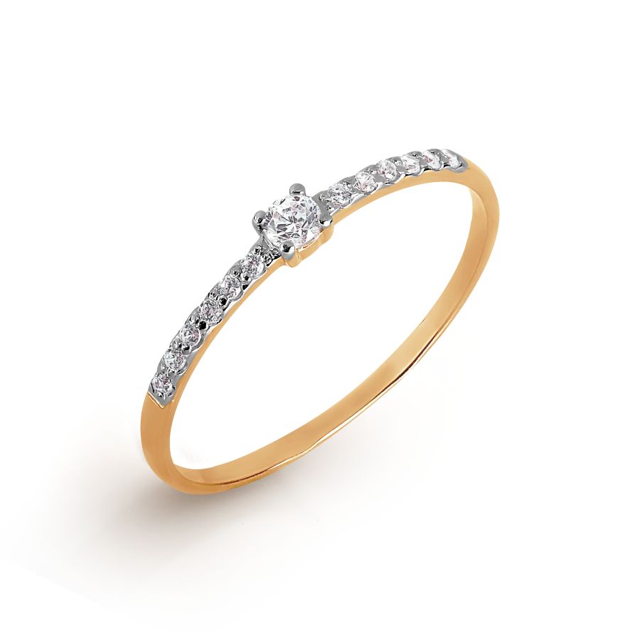 Inel din aur roșu cu pietre Cubic Zirconia Incolor