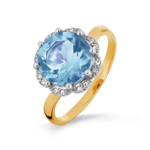 Inel din aur roșu cu pietre Cubic Zirconia Incolor, Topaz