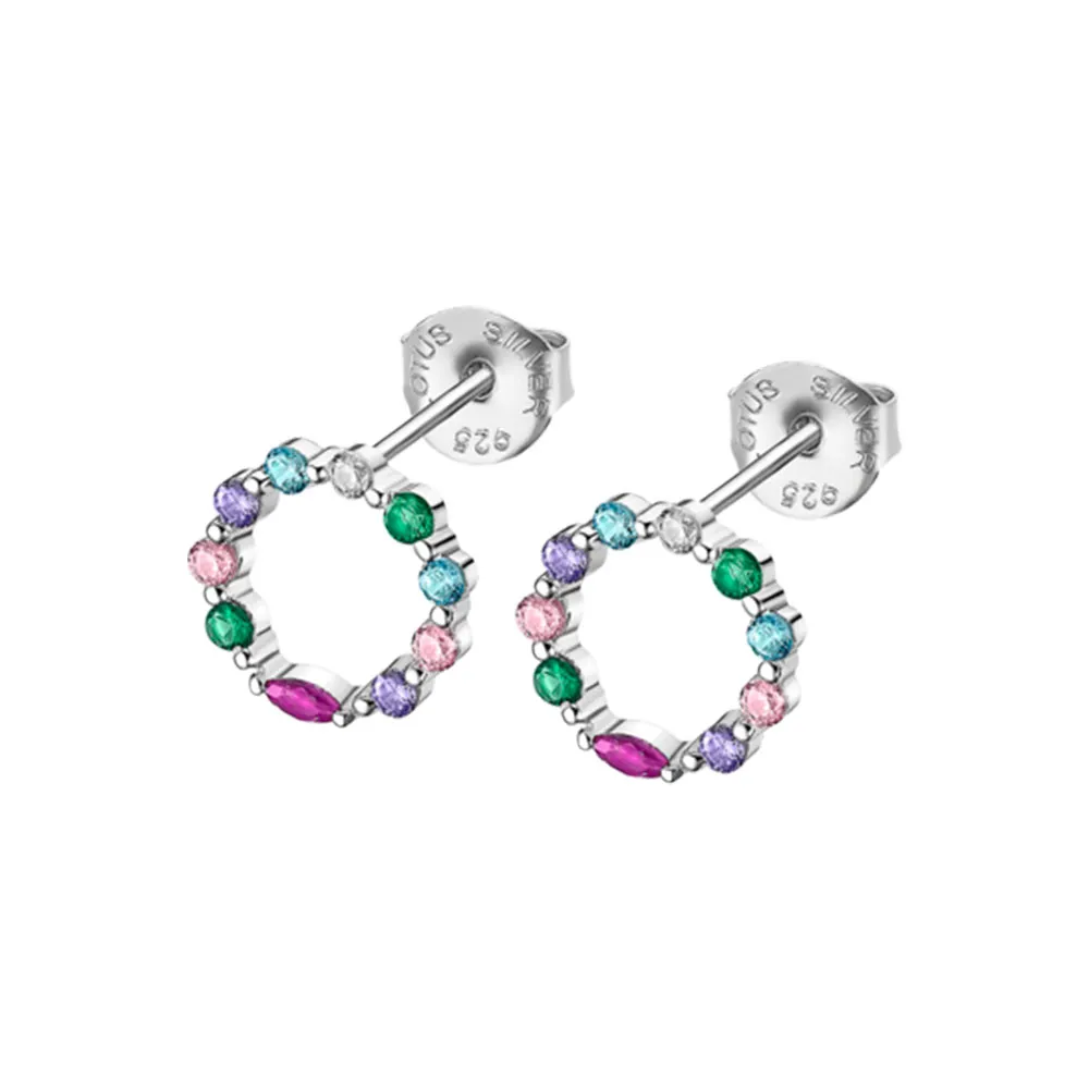 Cercei Pusete din argint cu Cubic Zirconia Multicoloră