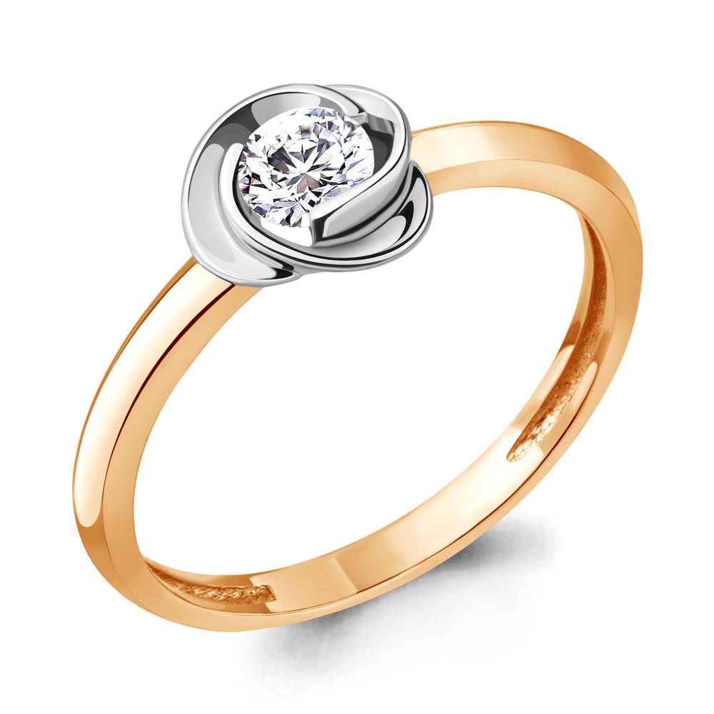 Inel din aur roșu cu pietre Cubic Zirconia Incolor