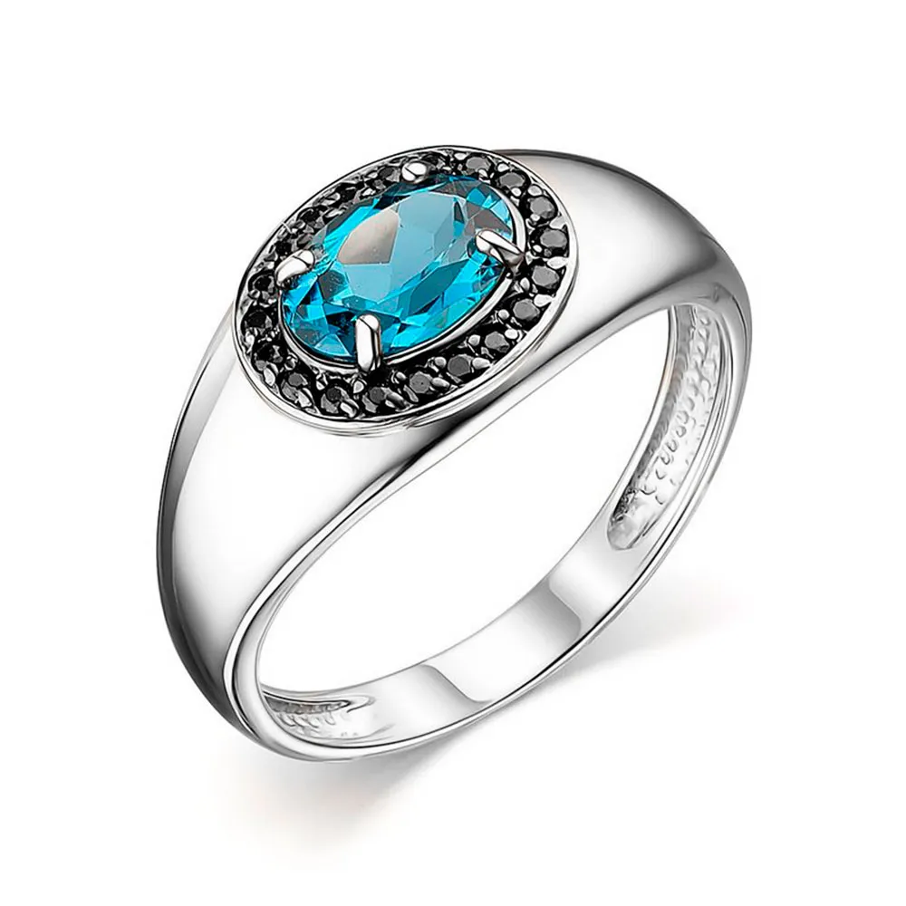 Inel din aur alb cu Cubic Zirconia Negru, Topaz London