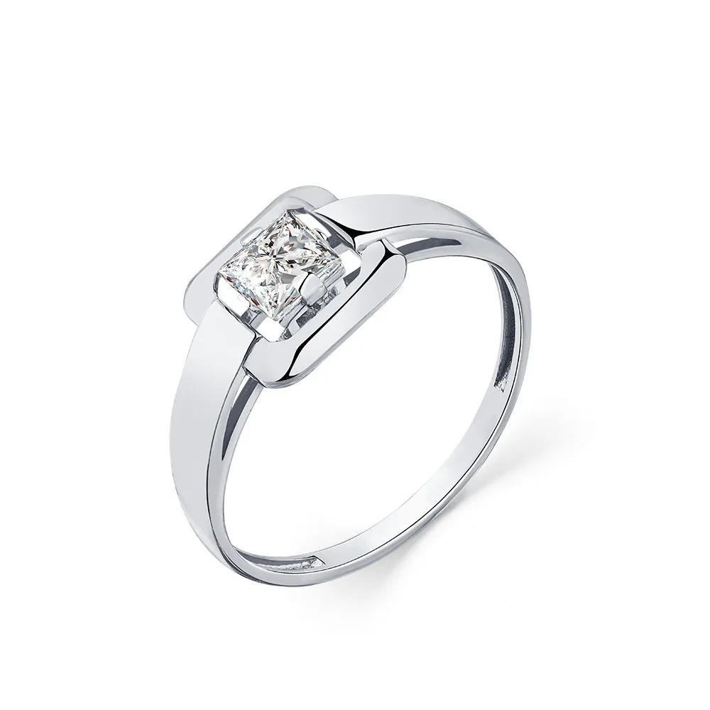 Inel din aur alb cu Cubic Zirconia Incolor