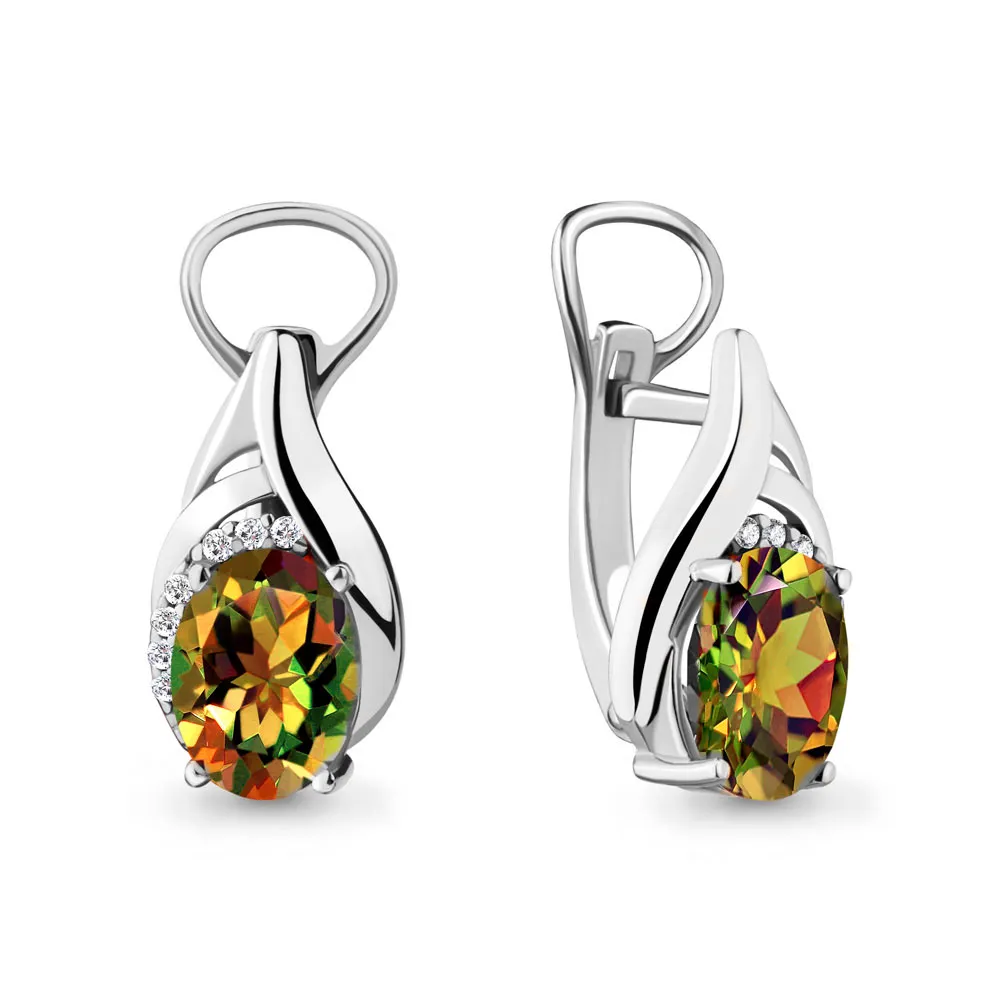 Cercei din aur alb cu Cubic Zirconia Incolor, Zultanit (sint.)