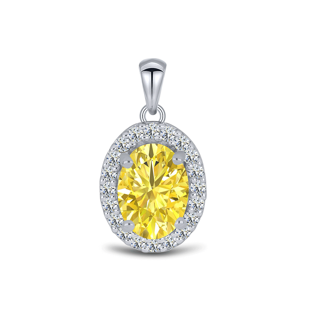 Pandantiv din aur alb cu pietre Moissanite, Moissanit lemon